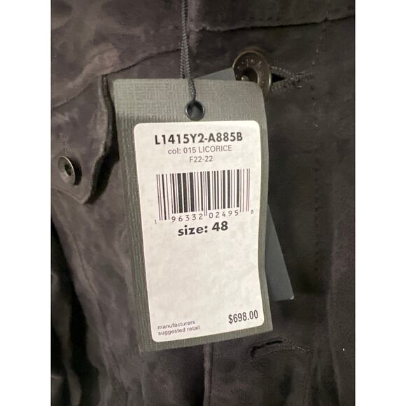 NEW John Varvatos EU 48 US 38 Licorice Brandon Suede Leather Trucker Jacket - Picture 4 of 8